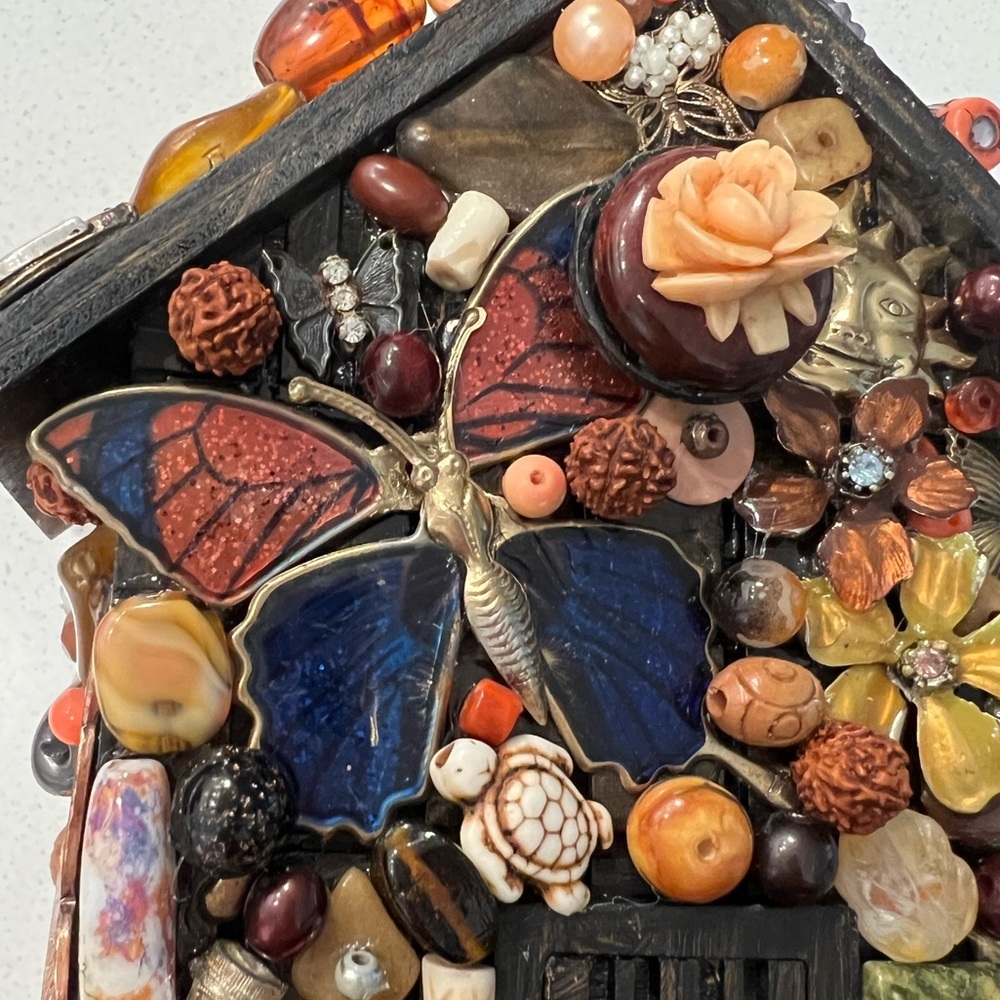 Boho Chic Wooden House Brooches Beads Butterflies Sun Costume Jewelry Handmade - Picture 11 of 15